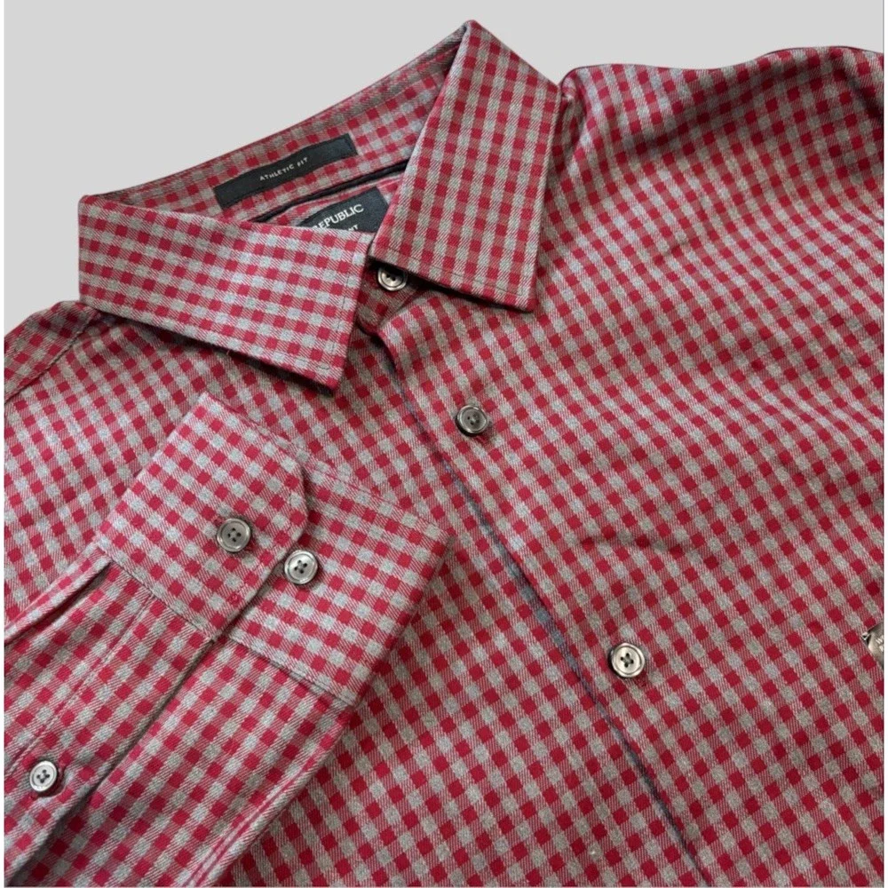NEW Banana Republic Athletic Fit Check Plaid Men's Medium Long Sleeve Button Up